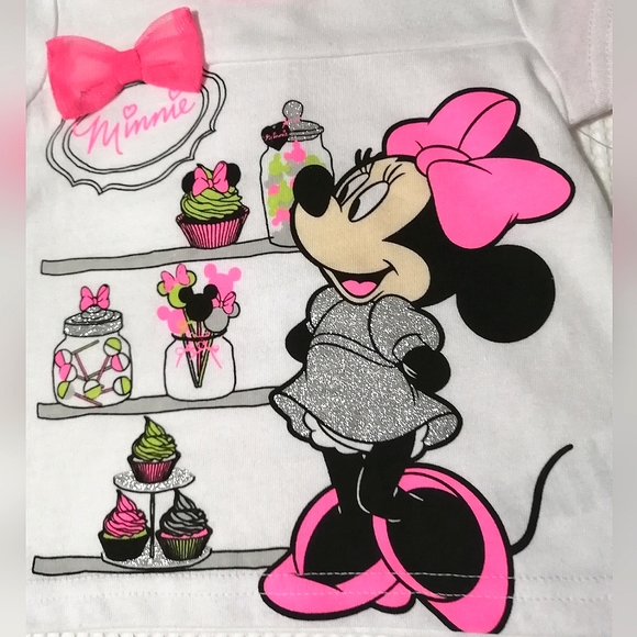 🔥SALE🔥 Disney Minnie Mouse Girl's Top and Tulle Skirt Leggings Set NWT SZ 0-3M - Picture 3 of 12